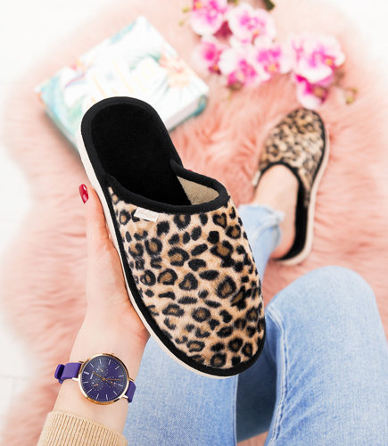 Kapcie damskie Natural Style NS-070 Czarne-Panterka