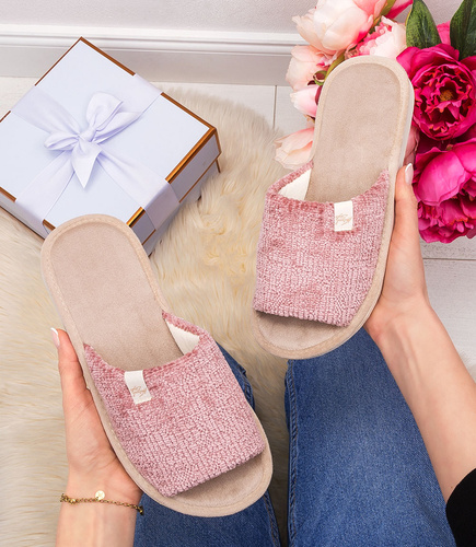 Kapcie damskie Natural Style NS-075 Różowe Beżowe