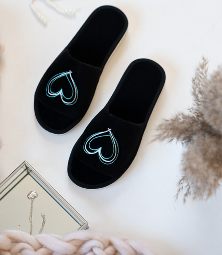 Kapcie damskie Natural Style NS-044b Czarny-niebieski