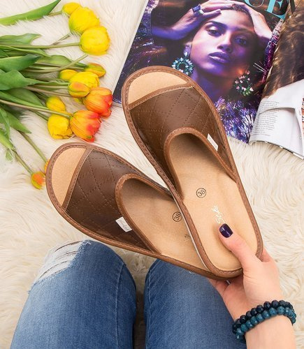 Kapcie damskie Natural Style NS-112 Brązowe-Beżowe