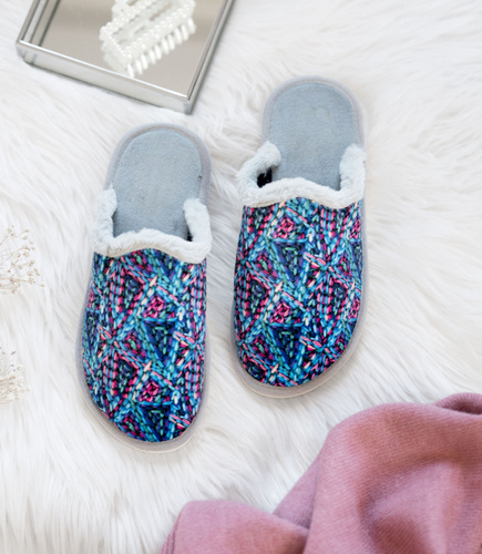 Kapcie damskie Natural Style NS-103 Szare-Niebieskie