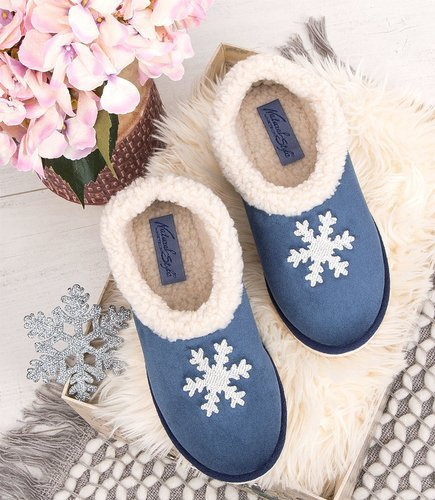 Kapcie damskie Natural Style NS-081 Niebieskie Beżowe