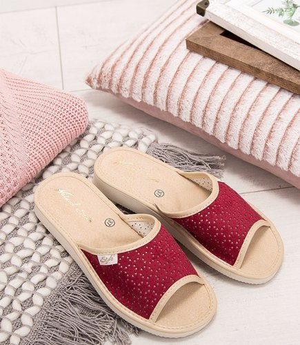 Kapcie damskie Natural Style NS-116 Czerwone Beżowe