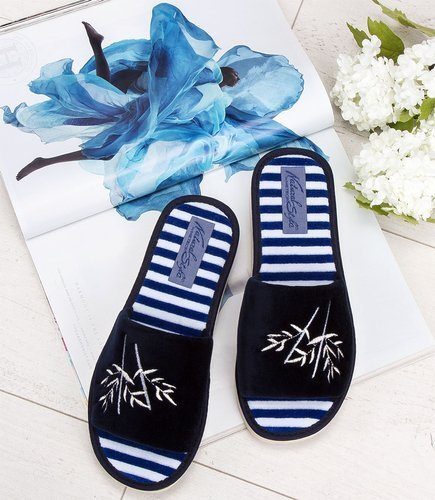 Kapcie damskie Natural Style NS-046 Granatowy Paski