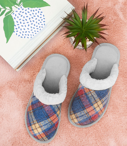 Kapcie damskie Natural Style NS-101 Niebieskie-Szare