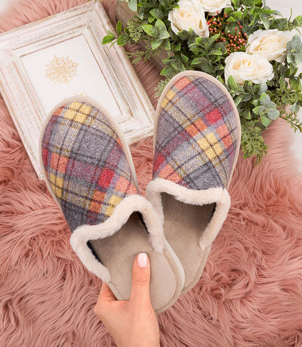 Kapcie damskie Natural Style NS-104 Szare-Beżowe