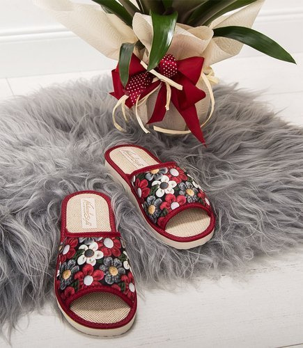 Kapcie damskie Natural Style NS-050 Bordowe-Beżowe Juta