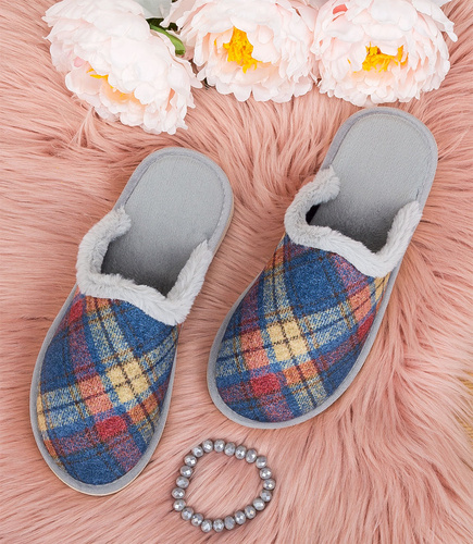 Kapcie damskie Natural Style NS-104 Niebieskie-Szare